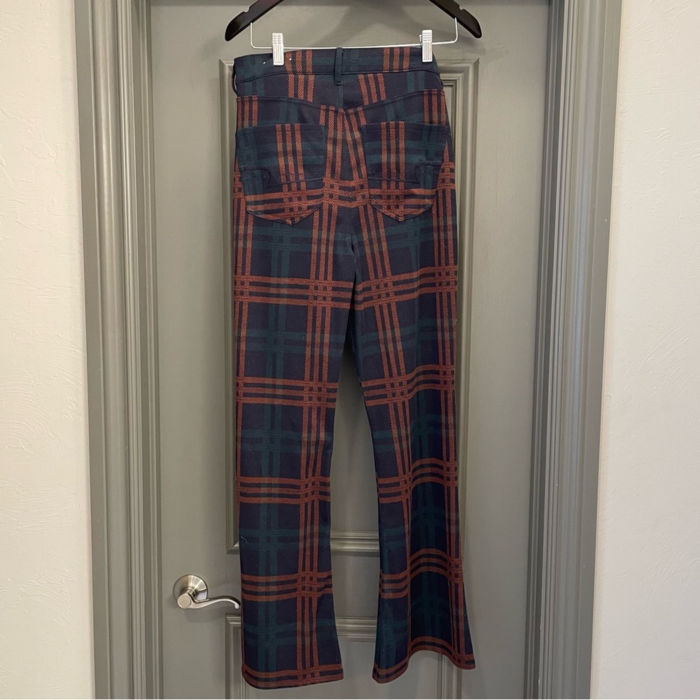 American Eagle Knit Flare Plaid Pants Size 8 - Picture 5 of 5